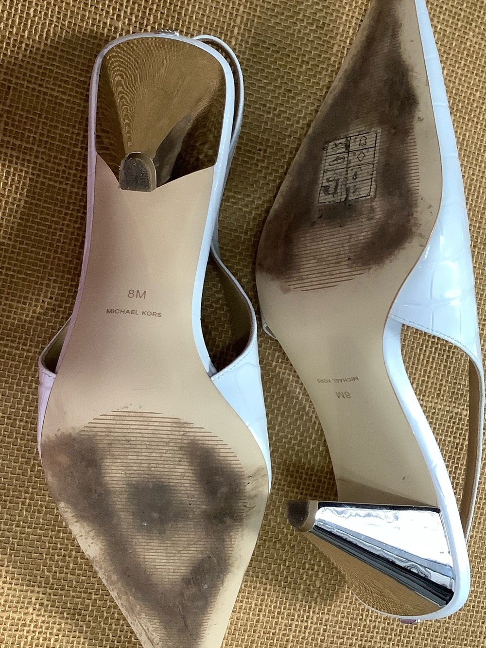 Michael Kors Electra Sling Pump Leather Optic White Size 8M - Picture 5 of 14